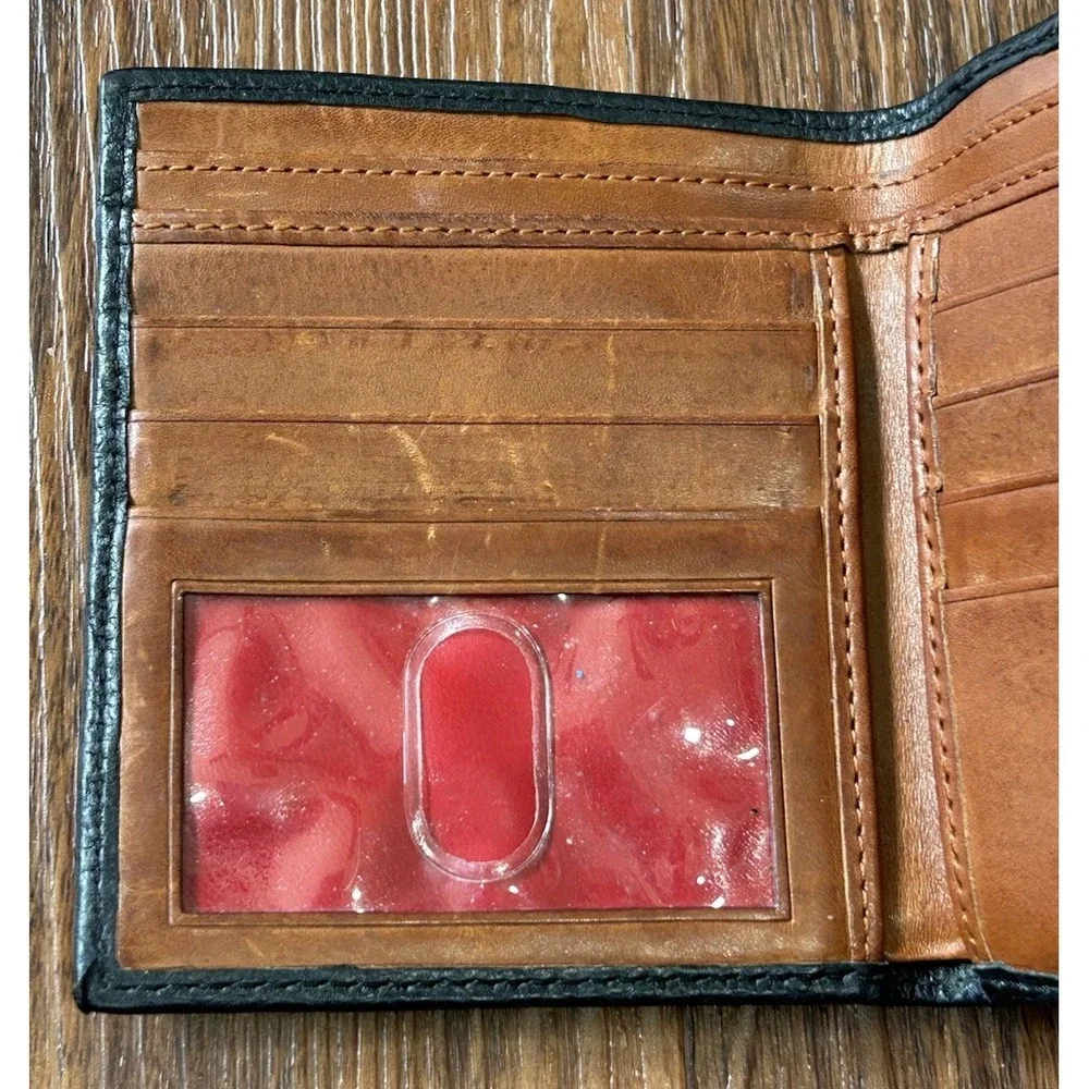 Vintage Dooney & Bourke Black All Weather Leather AWL‎ Wallet Double Fold Snap